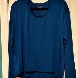 Long Sleeve Azure Blue Women's Athleta Top with Cutout Back